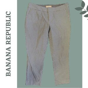 Banana Republic Black, Blue and White Patterned Ankle Pants Front Zip Size 6